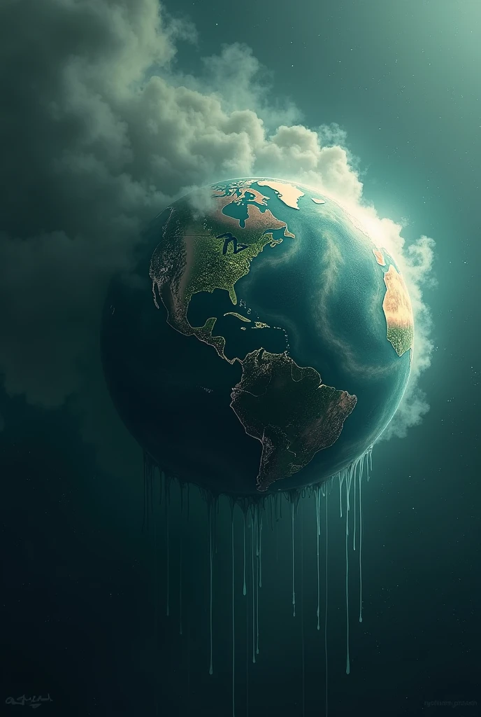 the condition of the earth is in outer space, there are tears, pollution,
