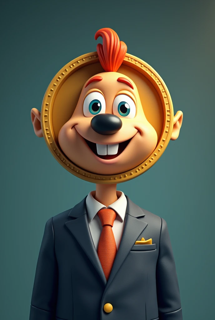accounting sector mascot as person's face and a thumbs-up in a coin
