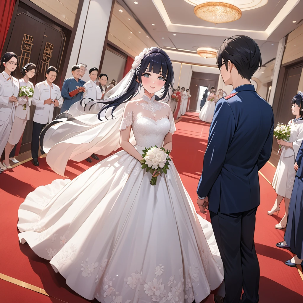 ((Highest quality)), ((masterpiece)), (detailed), （Perfect Face）、The woman is Reika Aoki with semi-long hair、The woman married a Chinese Communist Party member and had a lavish wedding.