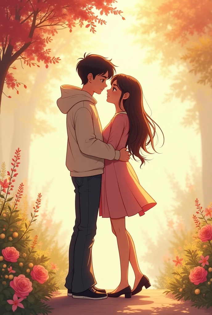 And boy  hoodi Bell bottom black shoes romance Mausam morning girls ladies kiss boy name"geji "ladies name Geeta and flower


