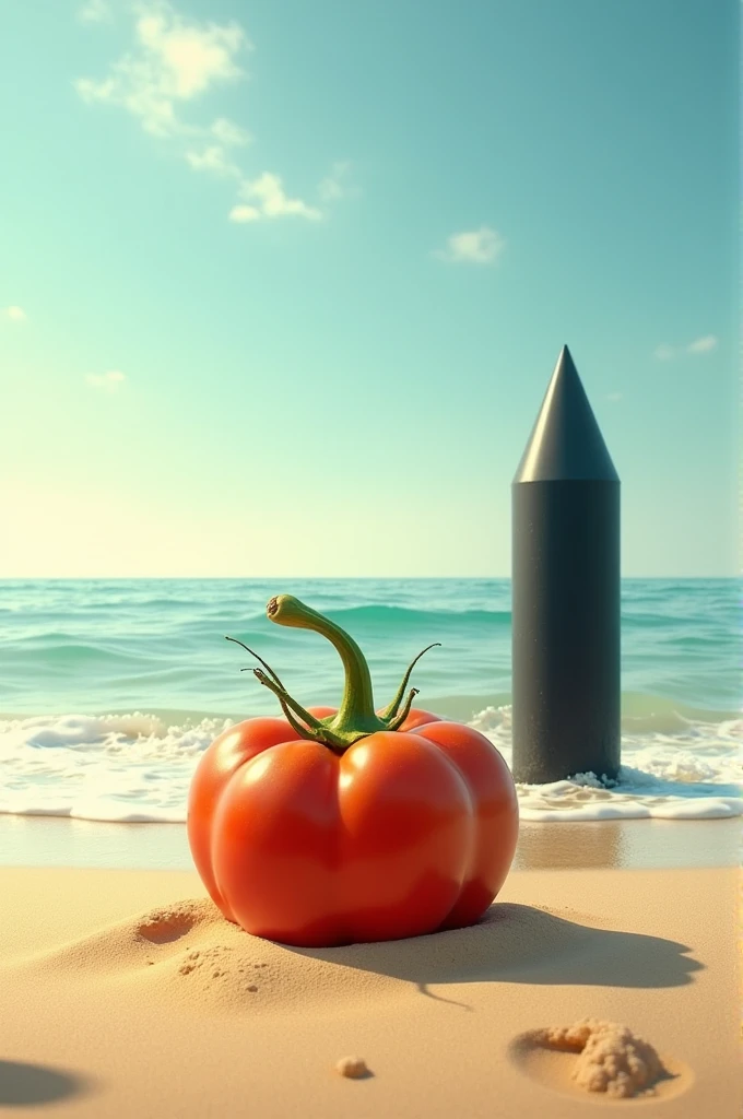 Vegetable on the beach with a black buoy