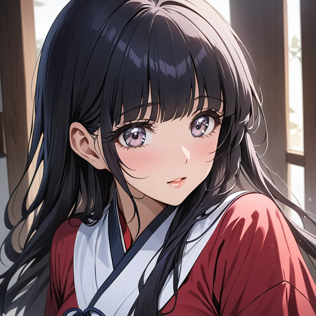 ((Highest quality)), ((masterpiece)), (detailed), （Perfect Face）、The woman is Reika Aoki with semi-long hair、The woman is a member of the North Korean Pleasure Squad and is wearing a traditional Korean dress.