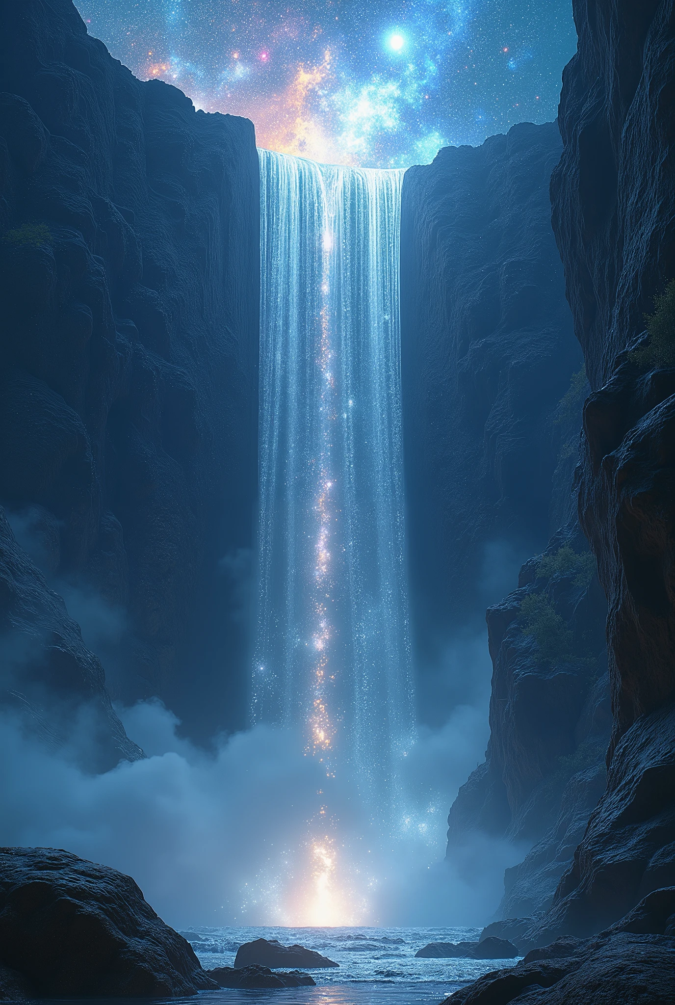 The waterfall drops three thousand feet,I suspect it is the Milky Way falling from the sky