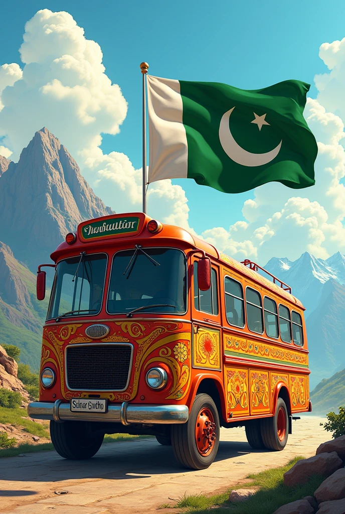 Pakistan flag bus more 