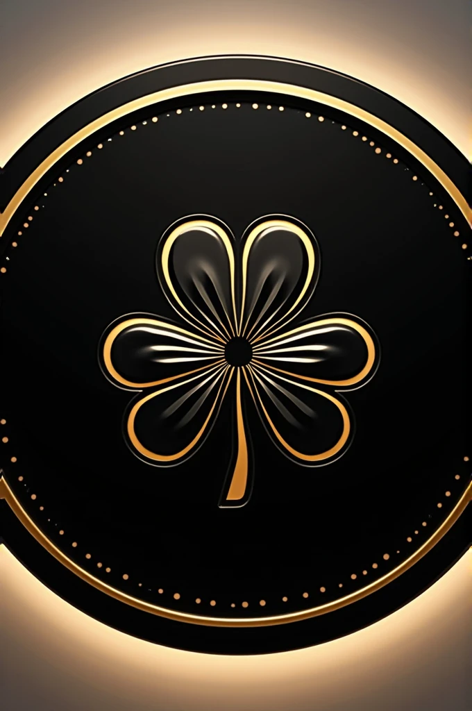 circle, add an logo 3 leafs clover at middle part, black and gold colour