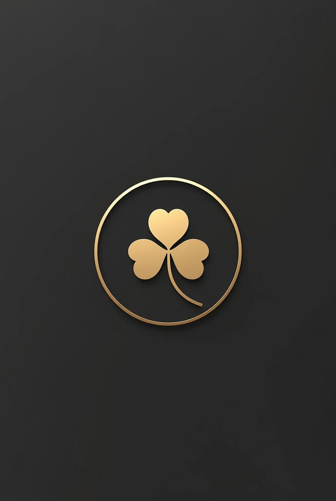 circle, add an logo 3 leafs clover at middle part, black and gold colour, plain design