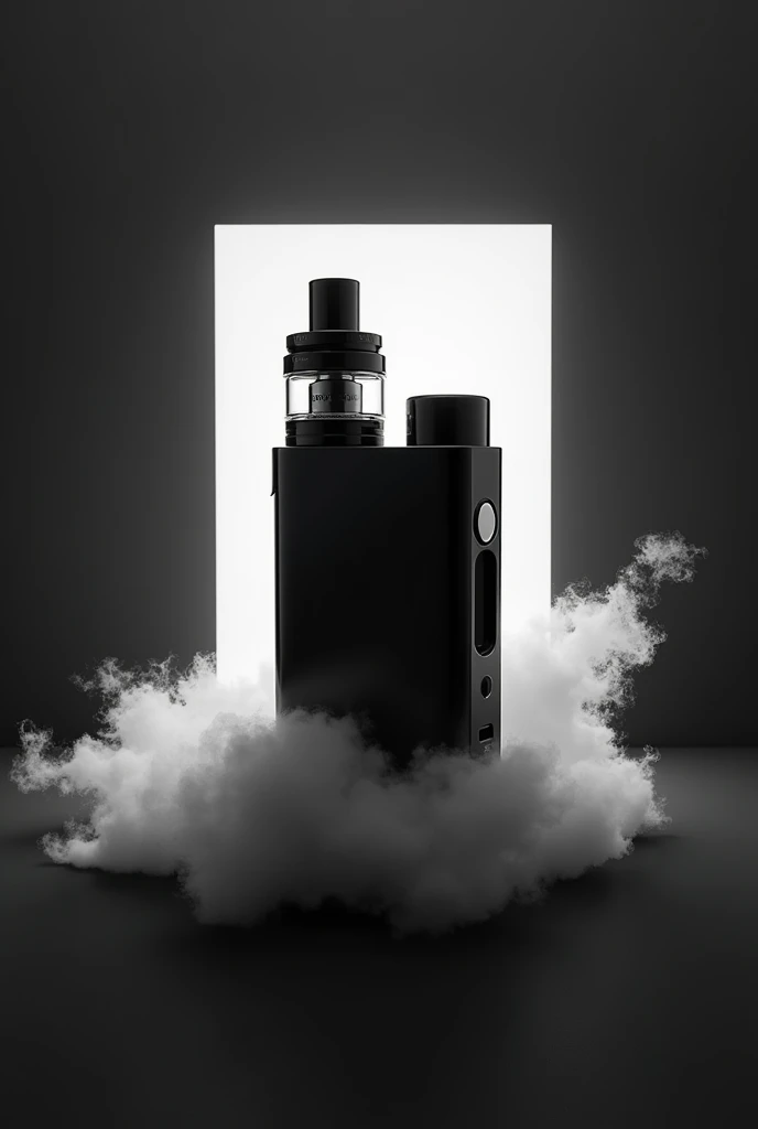 Create a minimalist trap cover in black and white that has something to do with "vape"