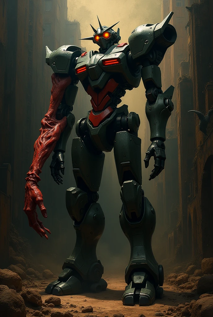neon genesis evangelion; evangelion 01; caravaggio painting; robot with meat prothesis