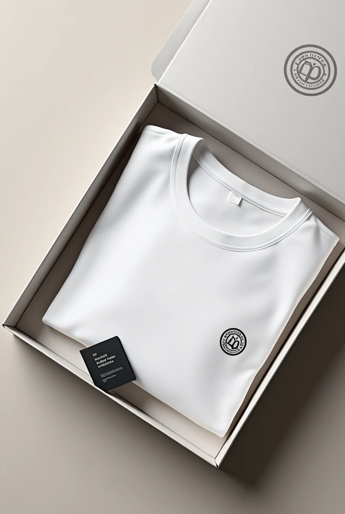 Unboxing a white ashes , white Tshirt in a flat box having the logo on top inside the box is the shirt with tags on it and inside is a small black mabale flat piece 5cm by 5cm having the logo and a Bible verse on it