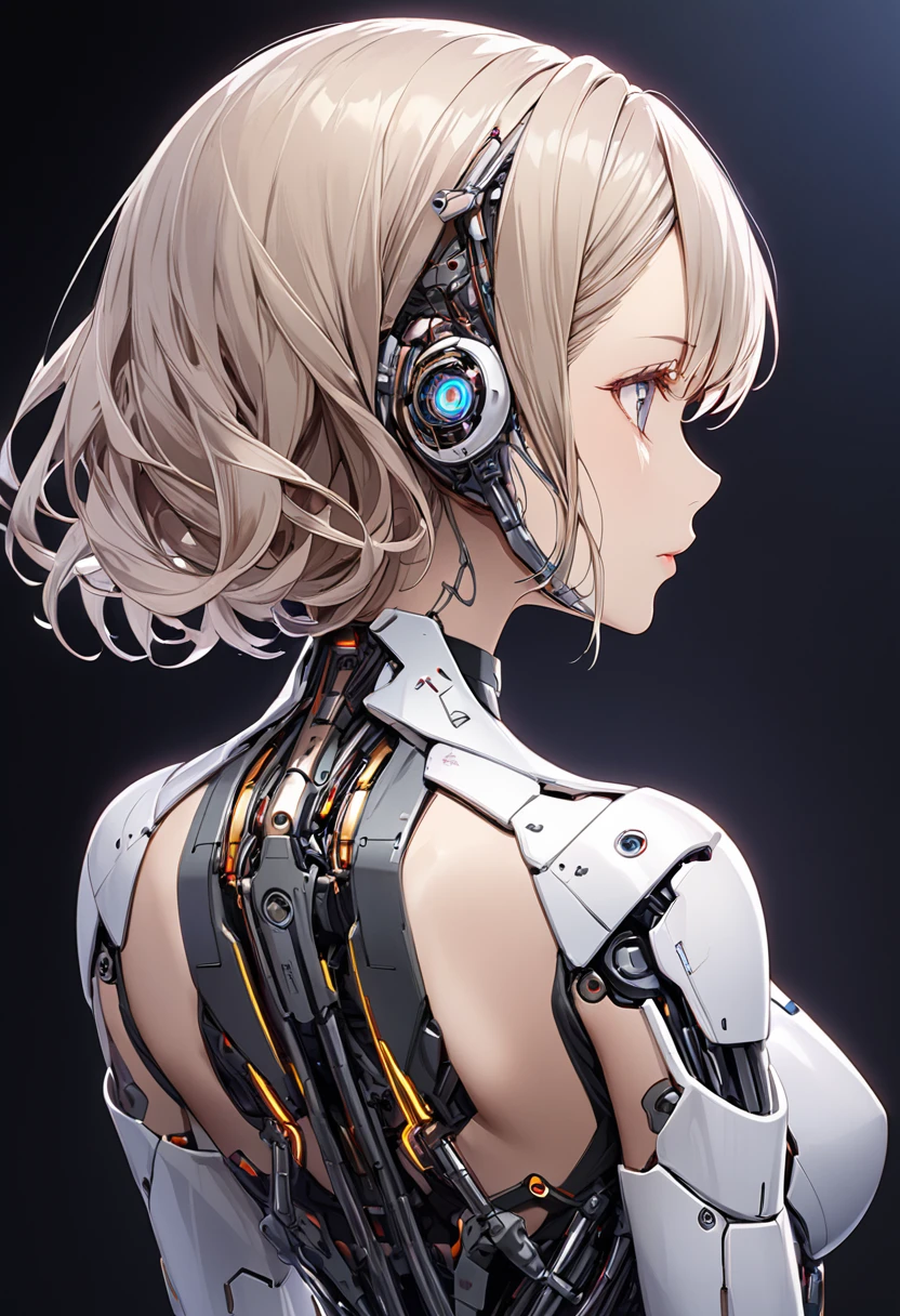 Beautiful woman、cyborg、Back view、Perfect Face