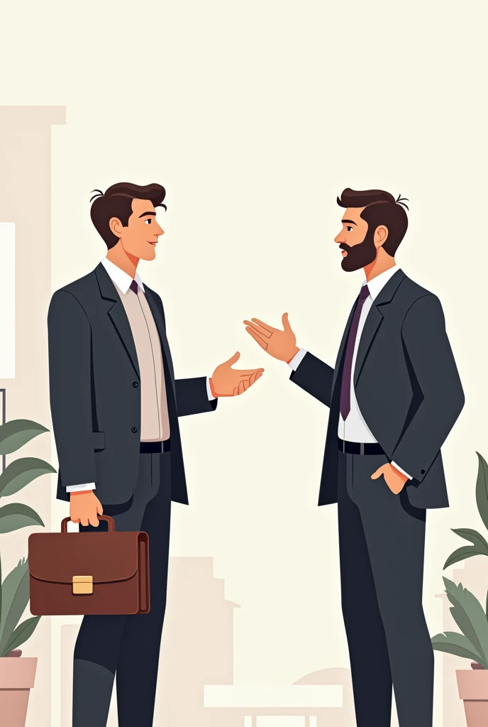 A businessman helping a person start his own business. Image without much visual pollution, that serves for propaganda. Art in drawing.