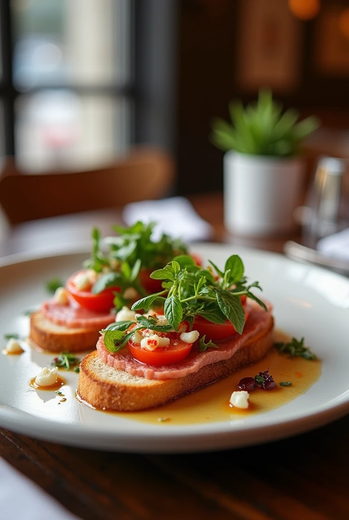 inputs:**
- **Bruschetta:** Toasted bread with tomato, basil and garlic – R$ 40 (150g)
- **Carpaccio:** Thin slices of raw meat served with arugula and parmesan – R$ 60 (120g)
Create a menu with this information above and for an Italian restaurant called Jonas&#39; Food