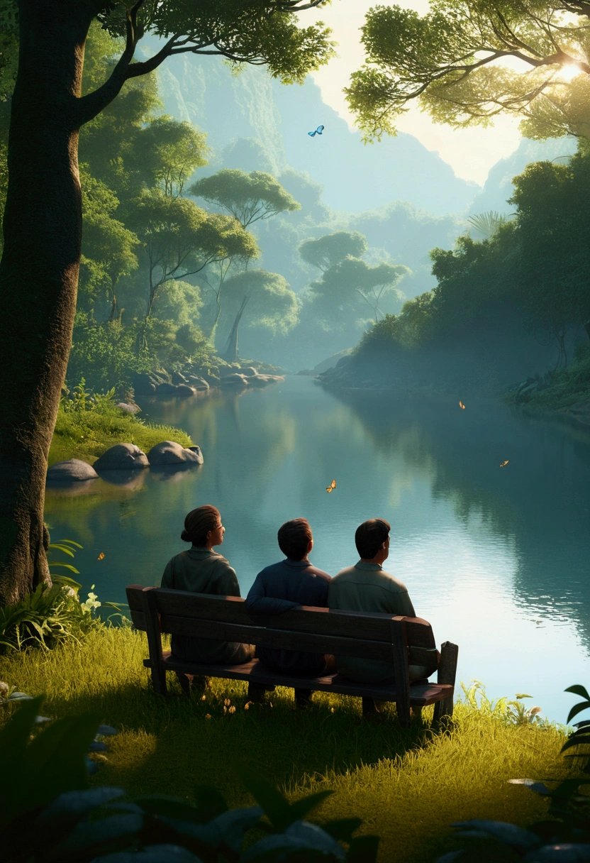Masterpiece, best quality, (very detailed CG unity 8k wallpapers), (best quality), (best illustrations), (best shadows), forest theme with natural elements. Tall trees, quiet streams, glowing little mushrooms, surrounded by delicate leaves and branches, with fireflies and glowing particle effects,, (natural elements), (jungle theme), (leaves), (branches), ( fireflies), butterflies, (delicate leaves), (glow), (particle effects). , isometric 3D, Octane rendering, ray tracing, super detailed