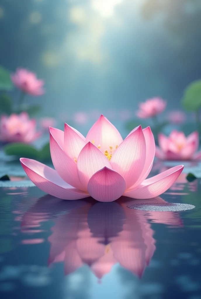 many lotus flowers with LIGHTING vector