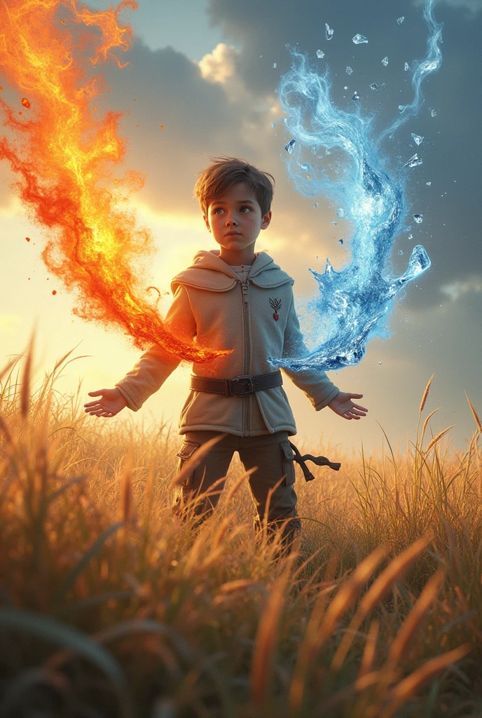 A boy who controls fire and ice Vast grassland Wind effect