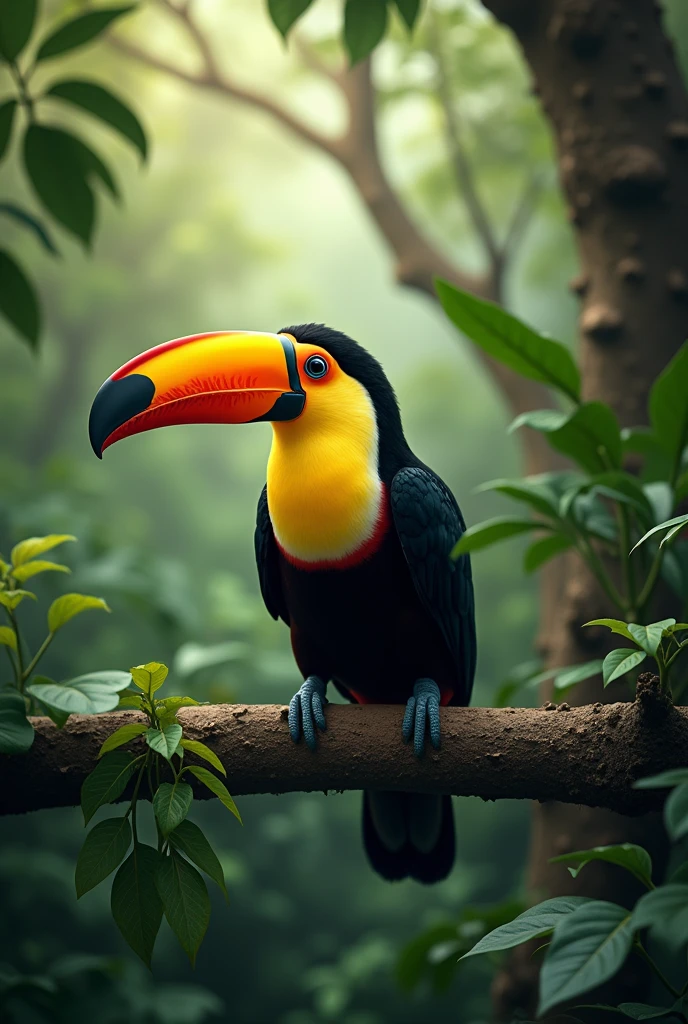 Tukan v drunkli na costa rica, rich nature , realistic style, photo from a distance, bokeh, epic