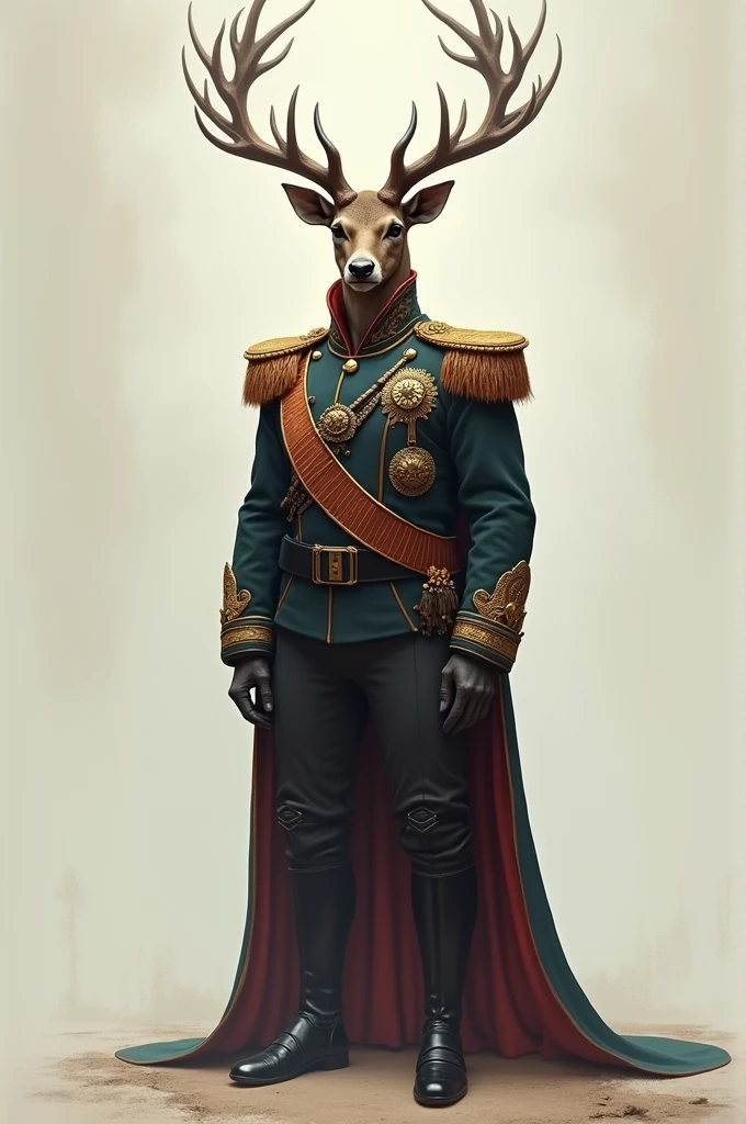 A tall, human-shaped male deer dressed in Harbart's uniform