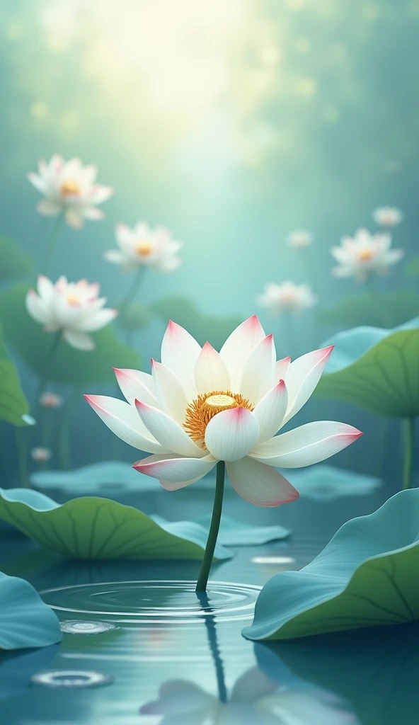 many lotus flowers with LIGHTING vector