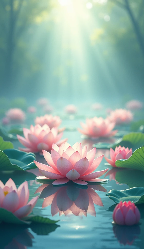 many lotus flowers with LIGHTING vector