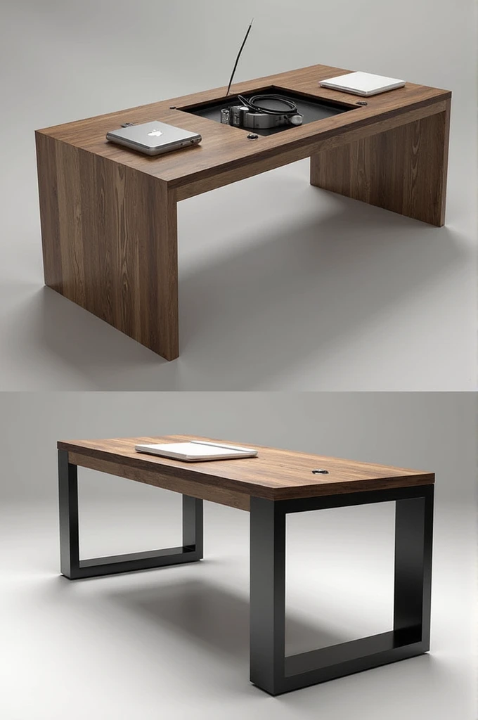Table with built-in monitor screen that can stand