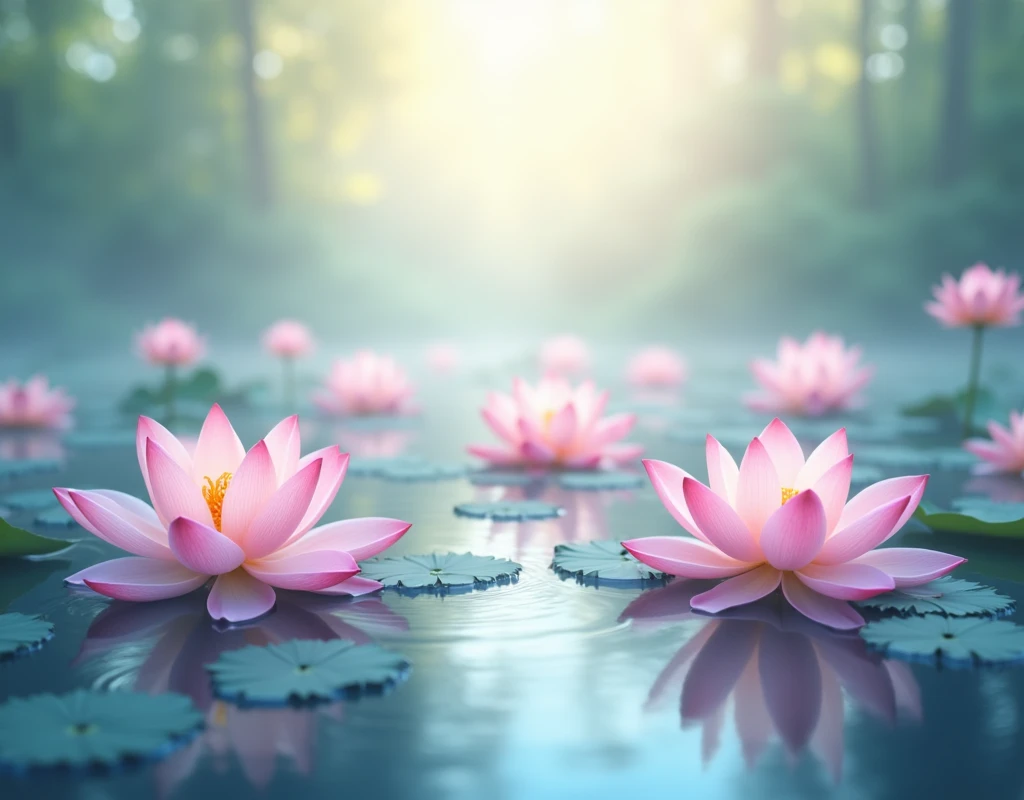 many lotus flowers with LIGHTING vector