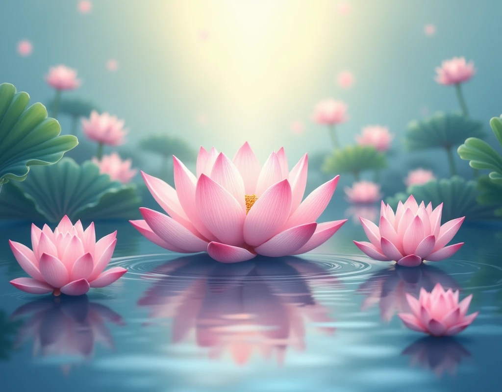 many lotus flowers with LIGHTING vector