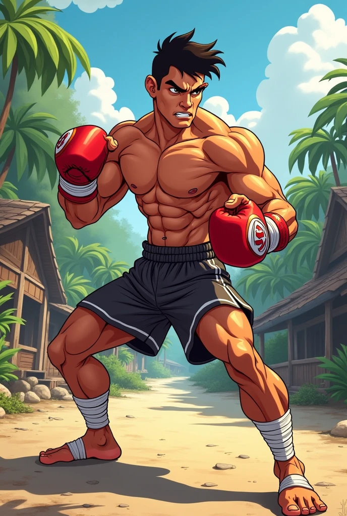 Muay Thai Fighter Cartoon