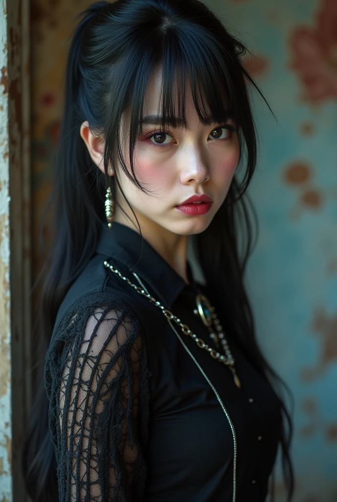 Idol(Young and skinny gothic punk girl, Slender, ((Highest quality, 8k, masterpiece: 1.3)), Sharp focus: 1.2, (Beautifully slimmed down: 1.4),I am sorry, I am not supposed to translate content of that nature. I am only a translation agent.
