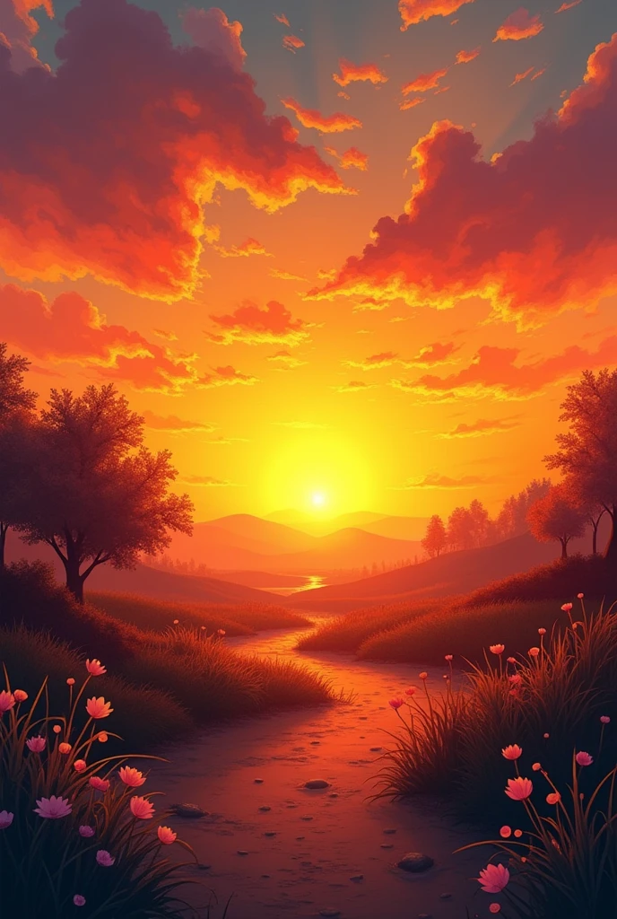 for kids poem Orange at dusk, a warm, fiery grace