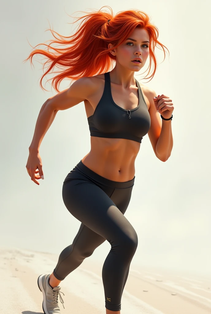 Naked, red hair, sport girl