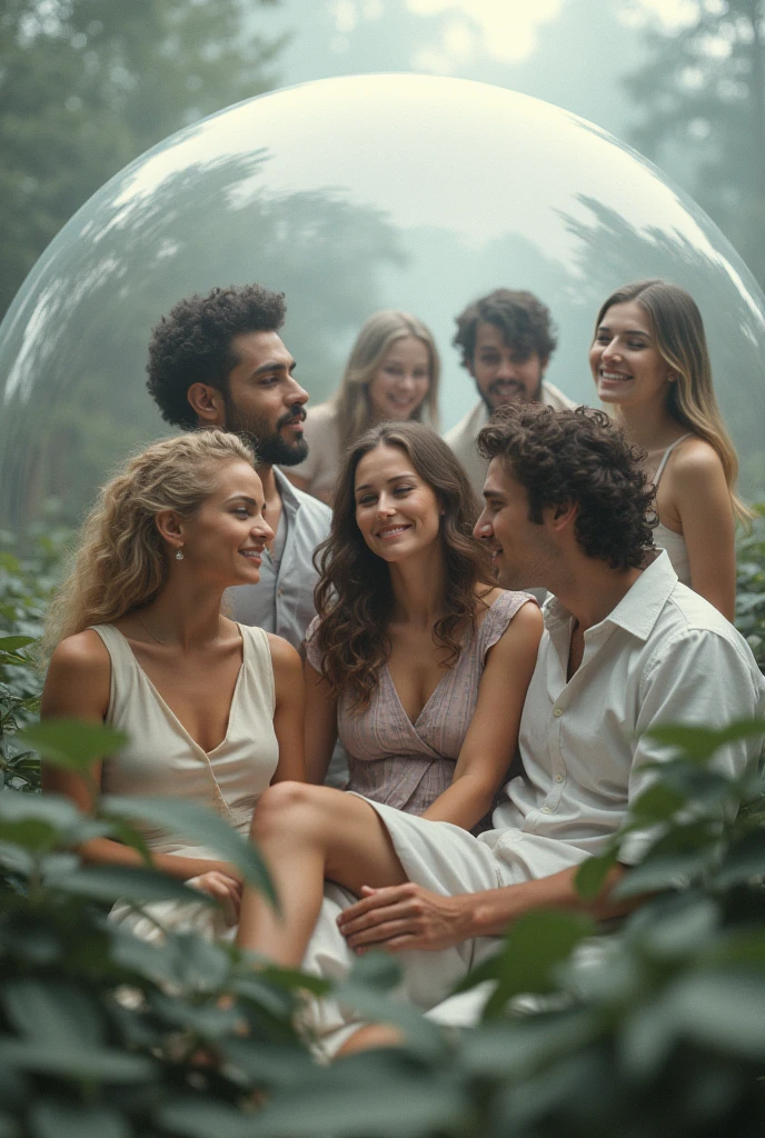 Group of people from different classes in a bubble, They don&#39;t look scared