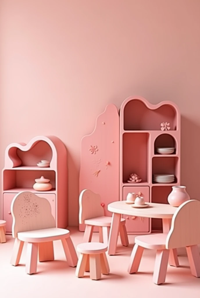 Pink creative wood furniture for children