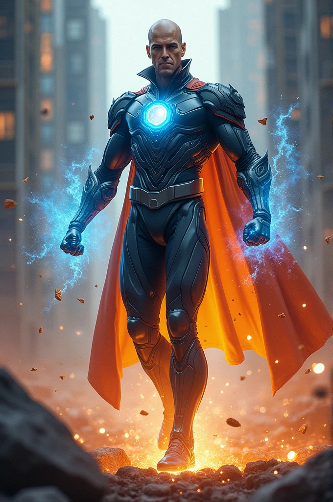 a super hero know as Mr brain in his psychic suit with powers of psychic telekinesis and teleport to place visited