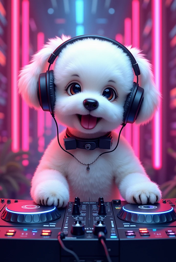 DJ White Bichon Frise Dog