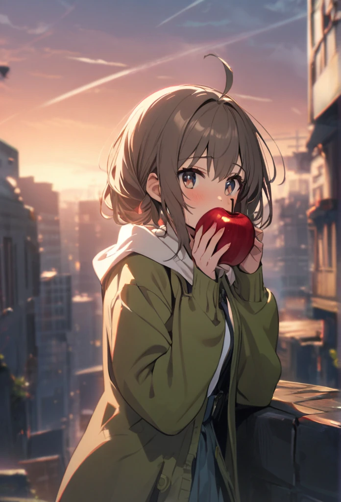 One girl, apple