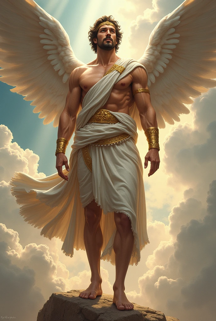 Hermes, the greek messenger god, and on his feet he has winged sandals, God of Greek mythology, high quality image