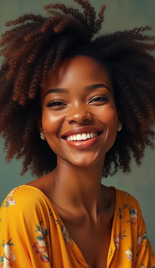 A big picture of a happy black beautiful woman