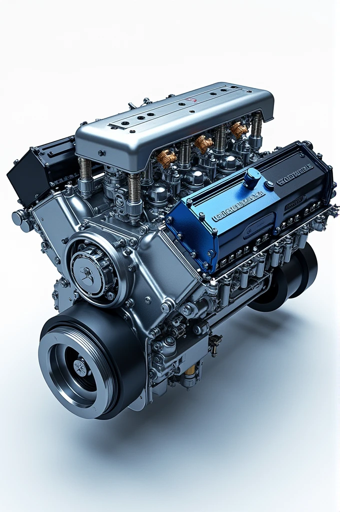 Act like an expert, Generate me an image of a gasoline injection engine, where it is specifying its parts