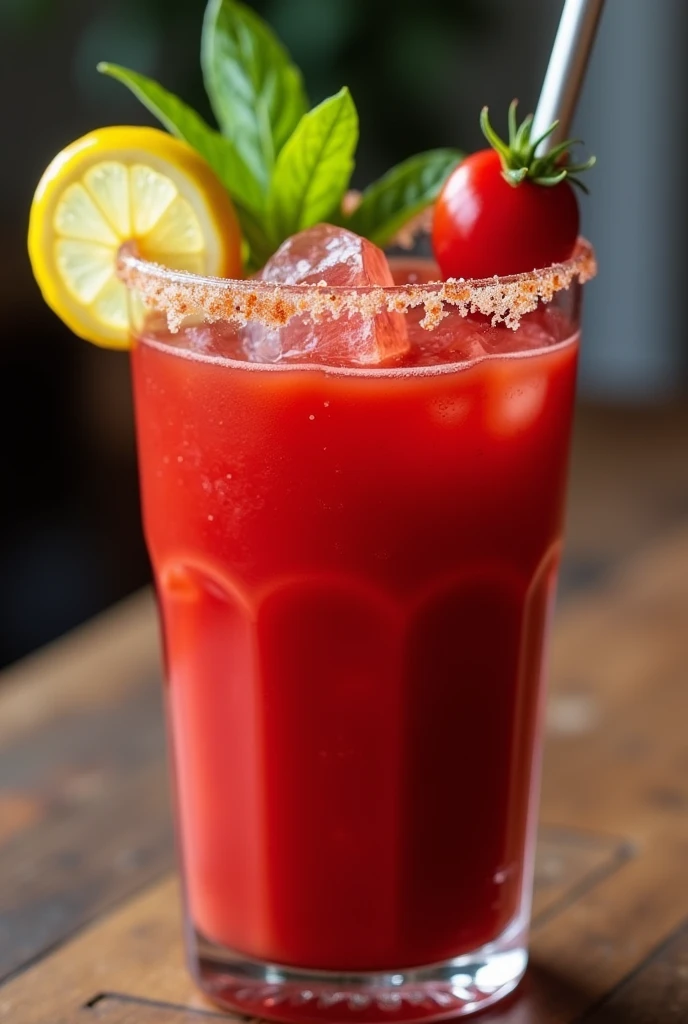 Create a very appetizing dish,sharp,Bloody Mary Slushie and Tomato Beet Soup,4k