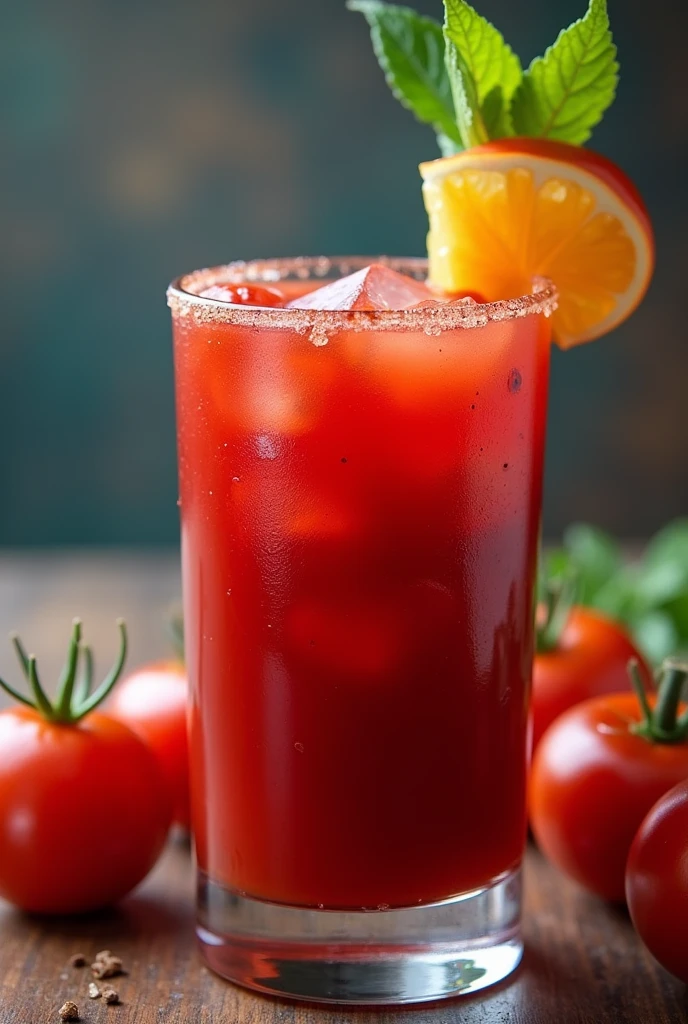 Create a very appetizing dish,sharp,Bloody Mary Slushie and Tomato Beet Soup,4k