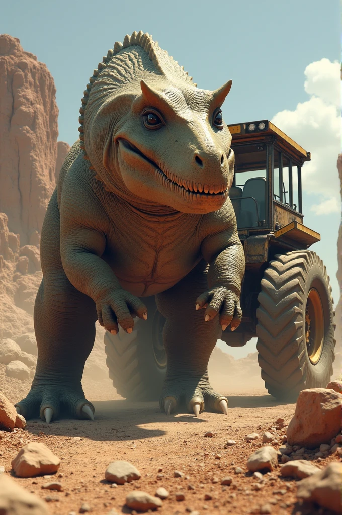 Pachycephalosaurus en una excavadora