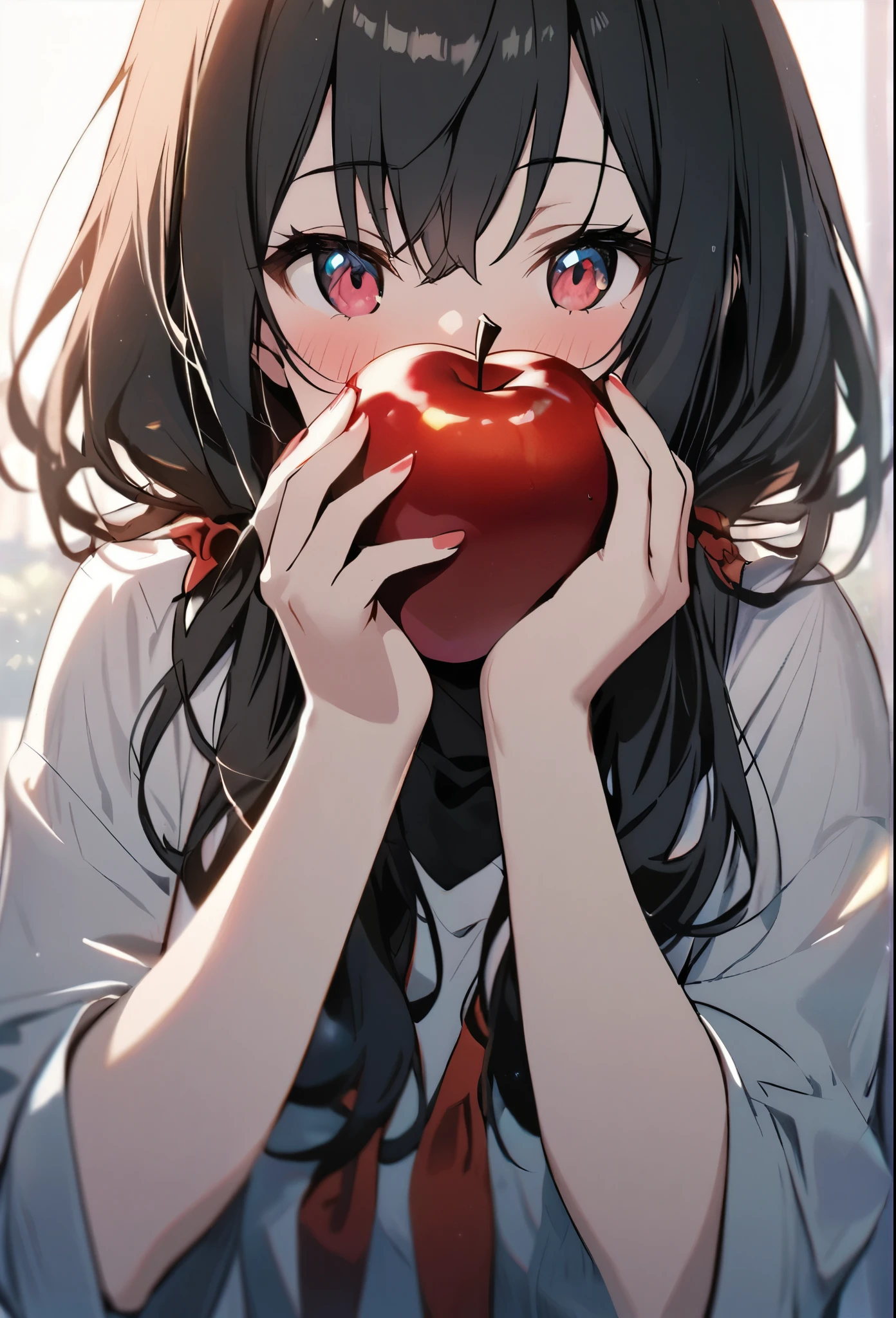 One girl, apple