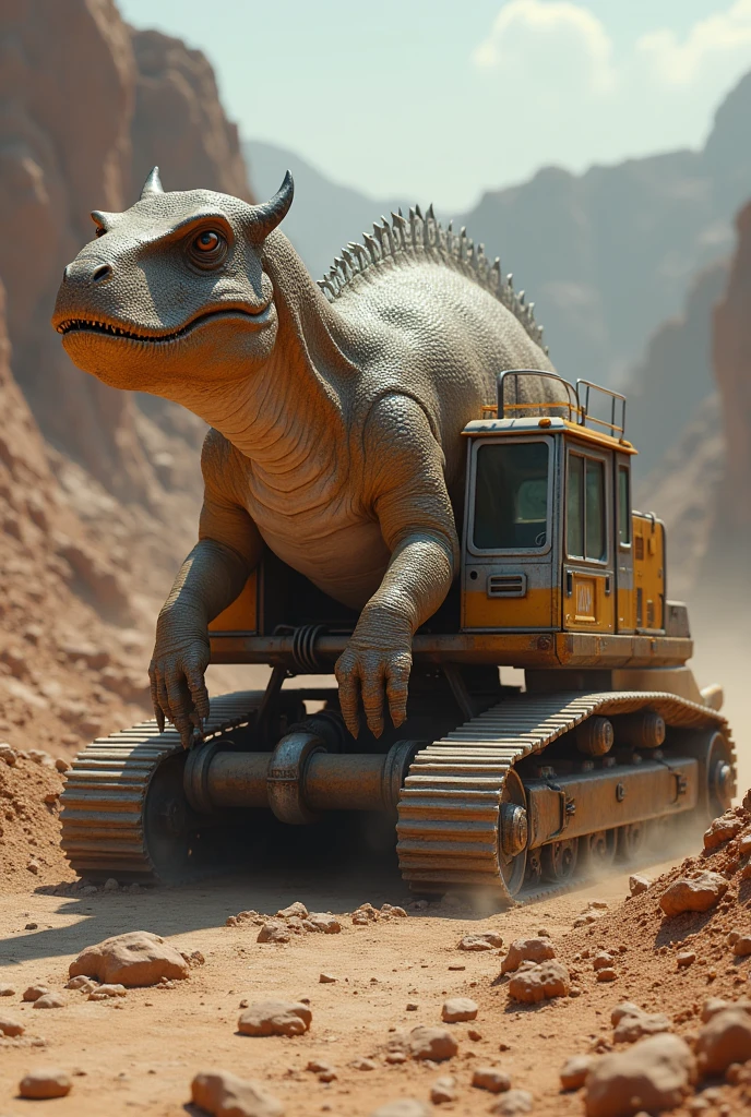 Pachycephalosaurus en una excavadora