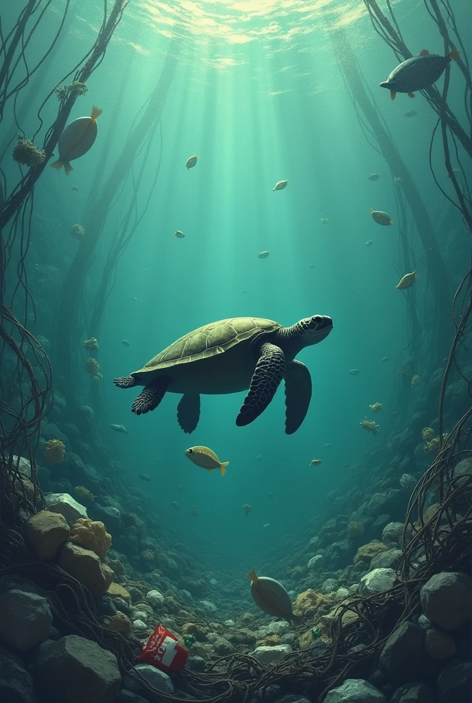 make a simple drawing criticizing ocean pollution