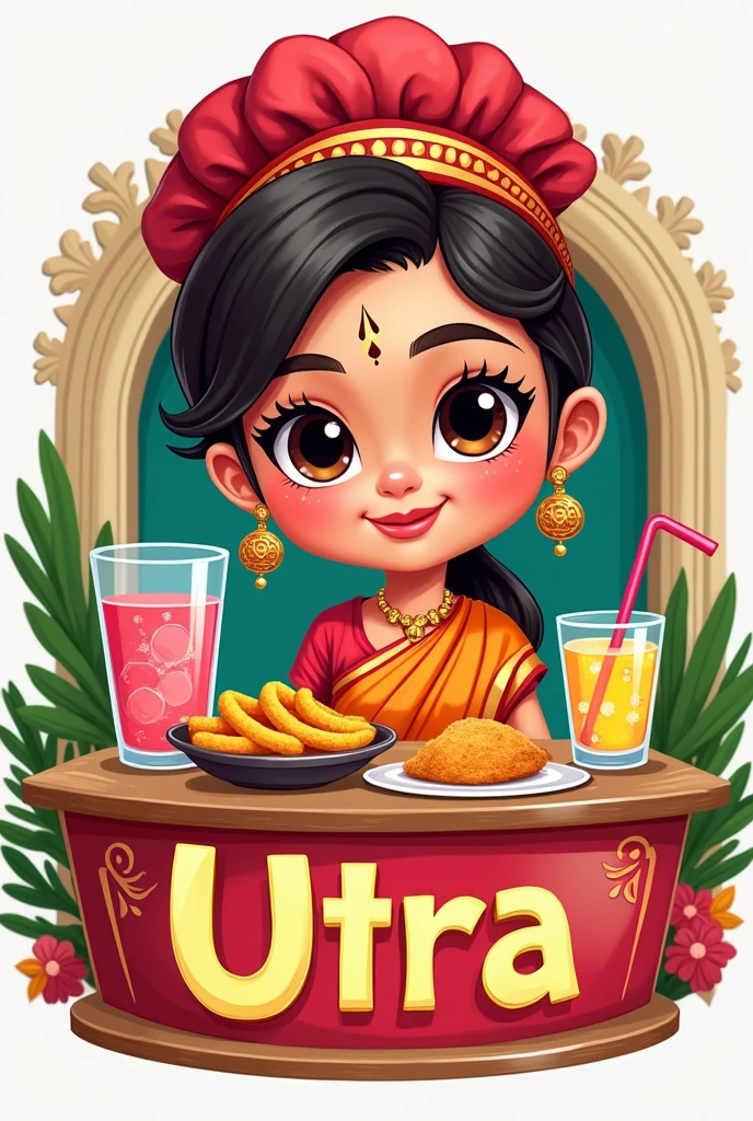 Cold drinks and fried shop cute indian chef girl logo name is UTRA logo name
is UTRA