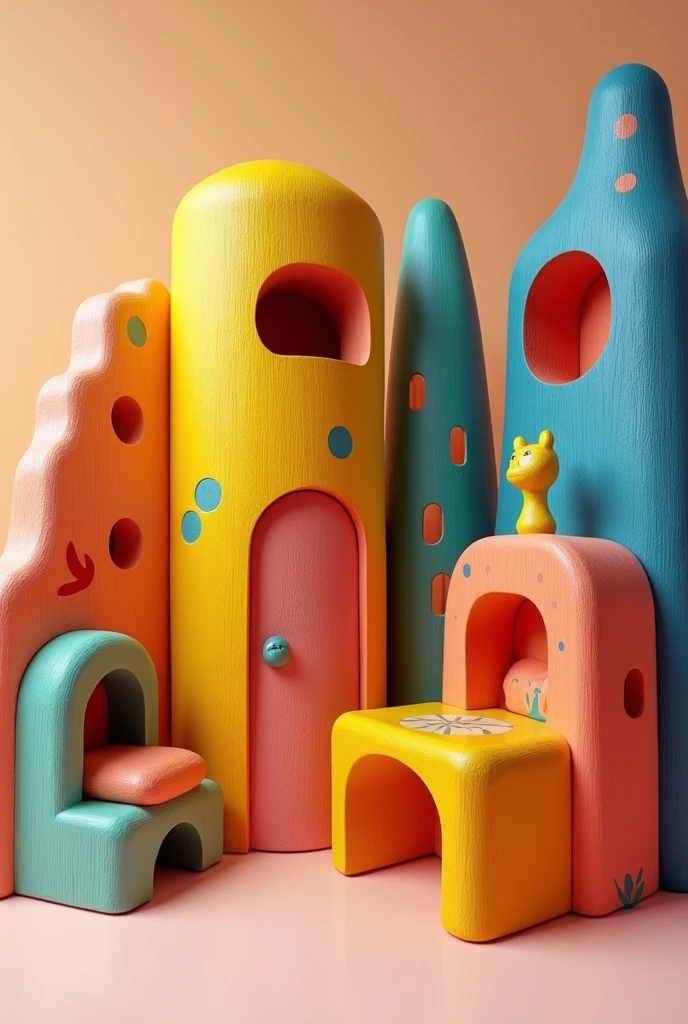 Creative coloured wood furniture for children