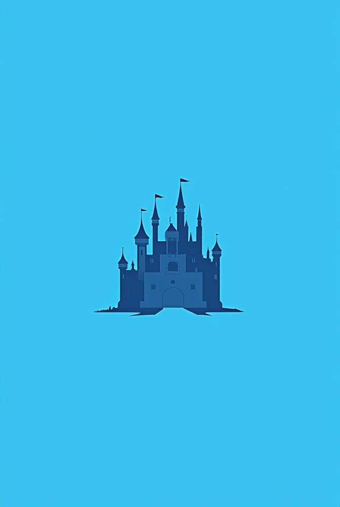 Logo of a castle with anime style that is just the castle and nothing but blue color