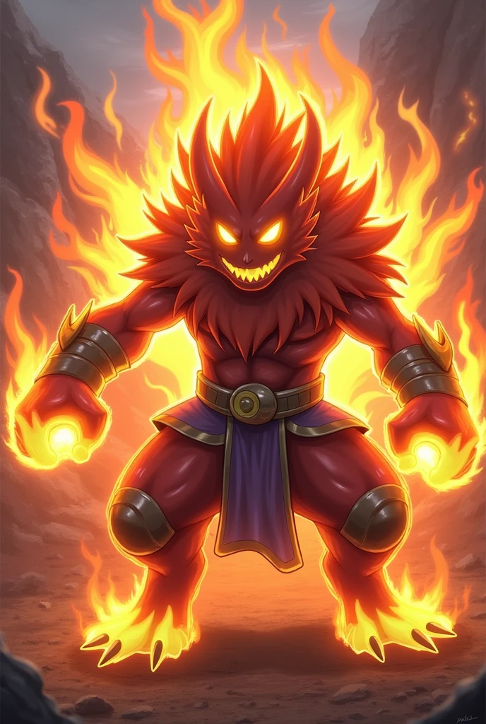 Create a fire and fighting type pokemon with their evolutions, a simple and medium pokemon
