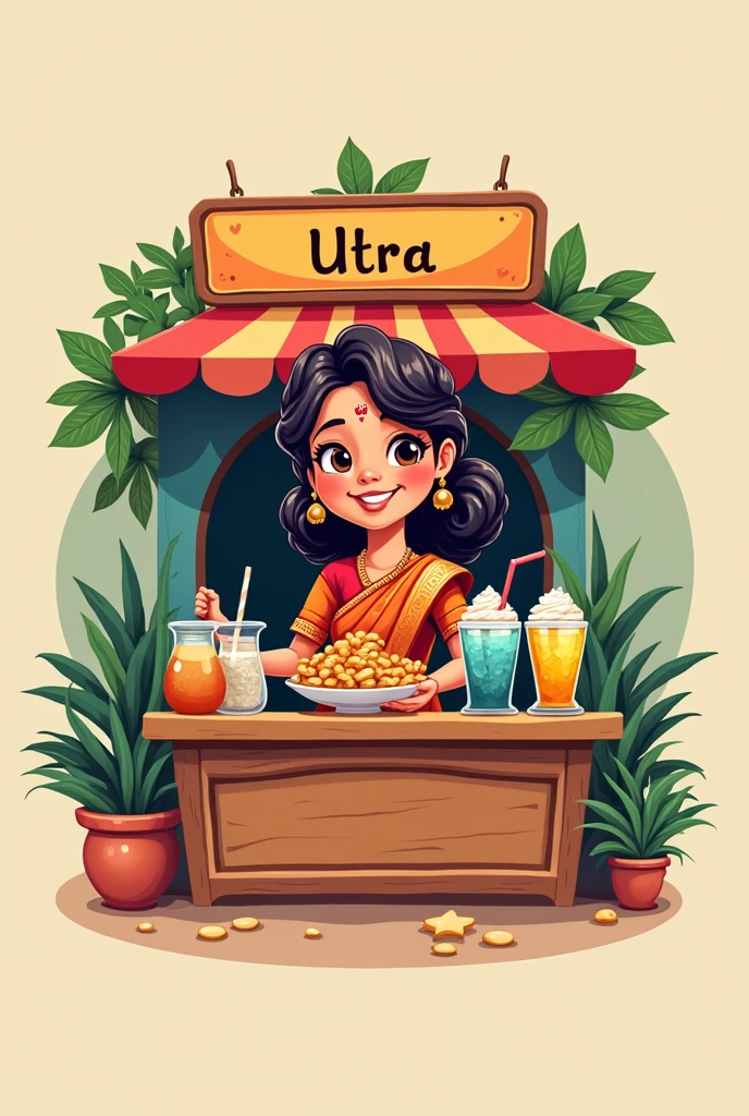 Cold drinks and fried shop cute indian chef girl logo name is UTRA logo name
is UTRA