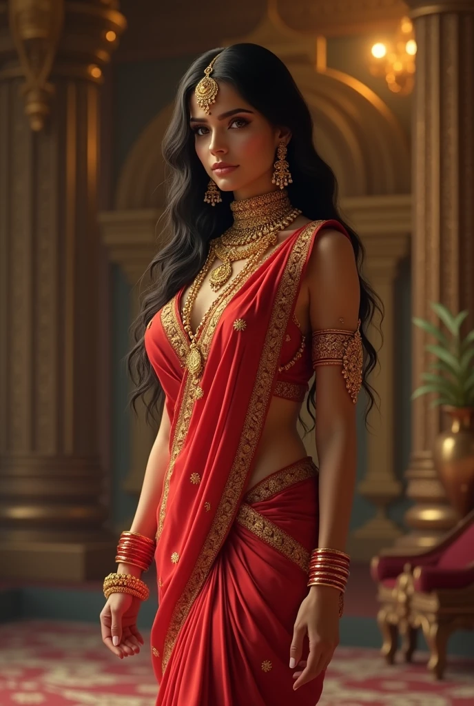 Indian married wife wearing gold ornaments with 36 breast size and high heels